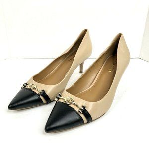 Coach Lauri Women's 11B  Black and Tan Kitten Heels Pumps Logo